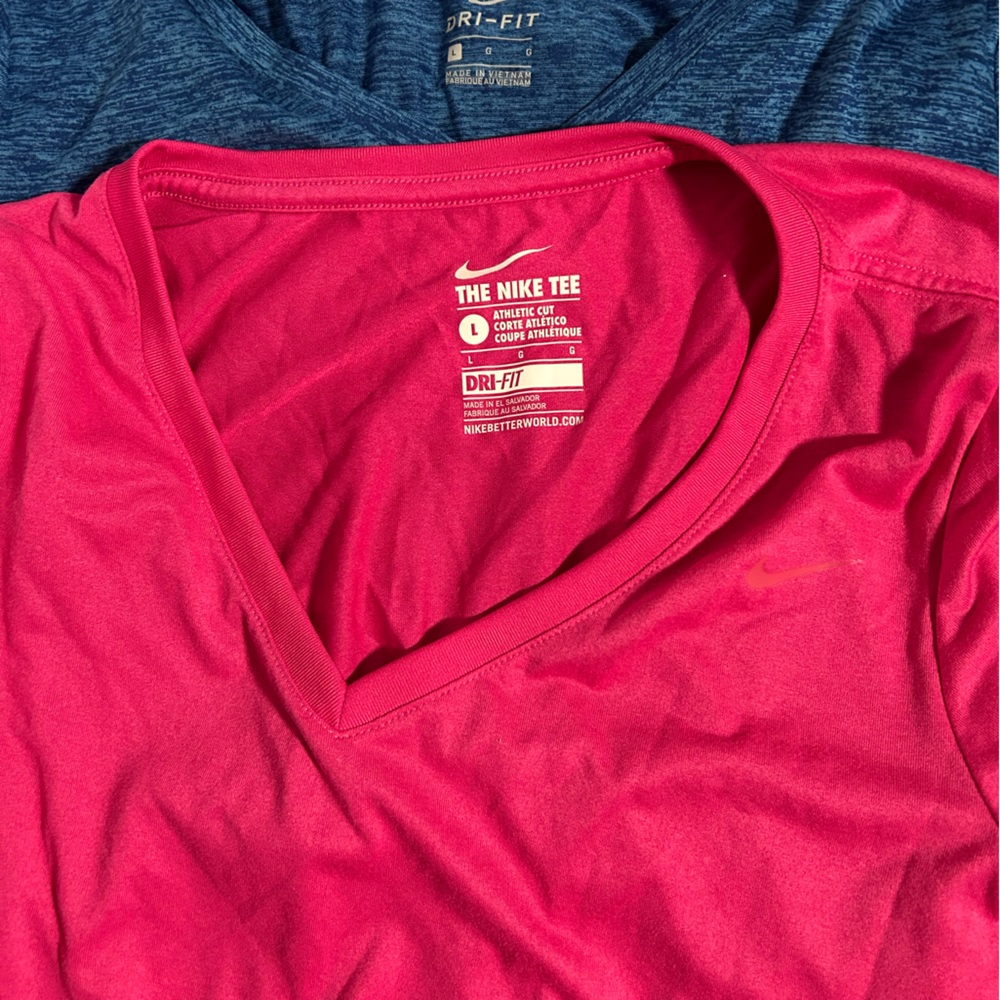 Two Nike Dri-FIT Pink and Blue Tees
